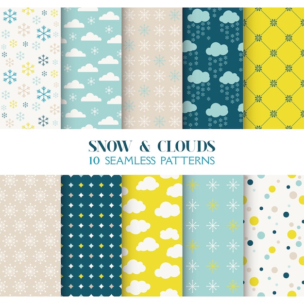 10 Seamless Patterns Snow and Clouds  Texture for wallpaper