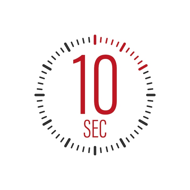 The 10 second timer stopwatch vector icon 10 second Stopwatch icon in flat style Vector