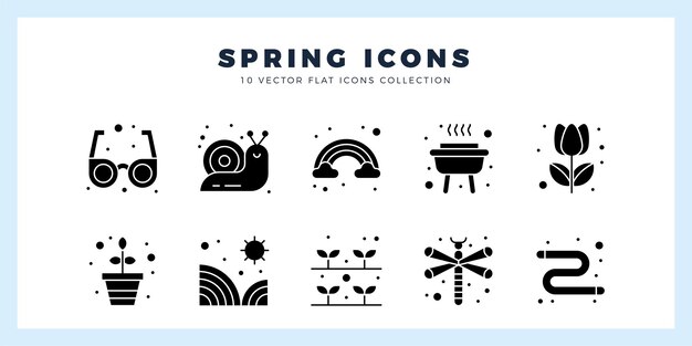 Vector 10 spring glyph icon pack vector illustration