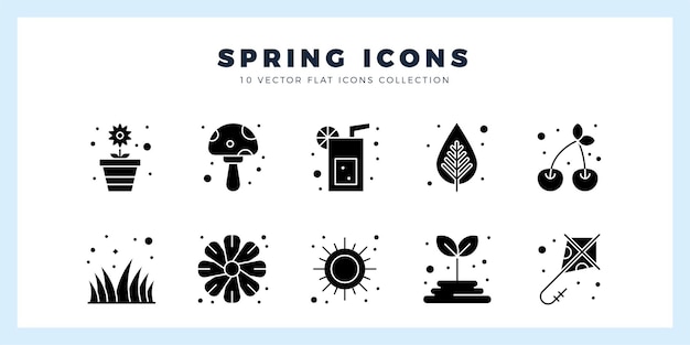 Vector 10 spring glyph icon pack vector illustration