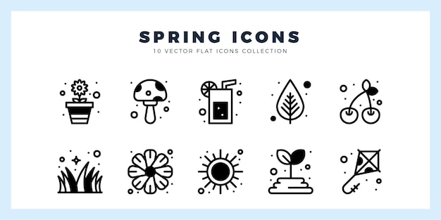 Vector 10 spring lineal fill icon pack vector illustration