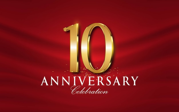 10 th years of anniversary numbers in golden style