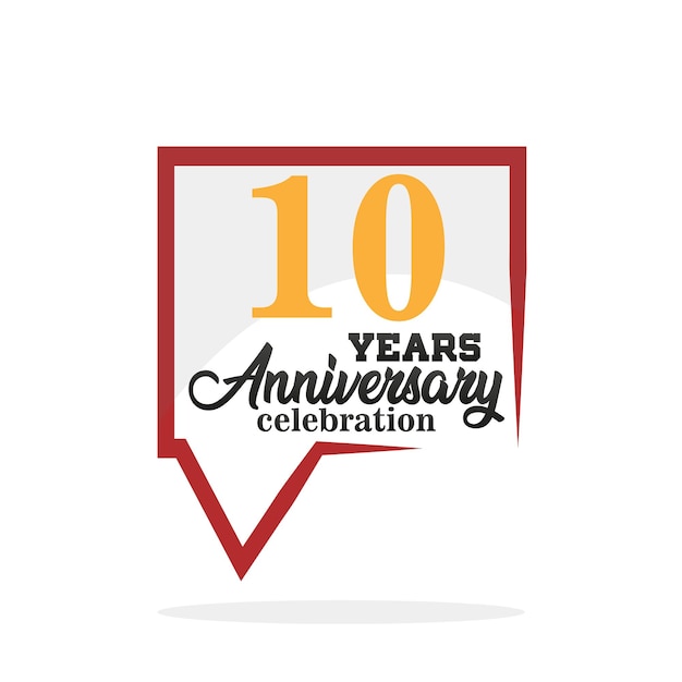 10 year anniversary celebration. Anniversary logo with speech bubble vector design.