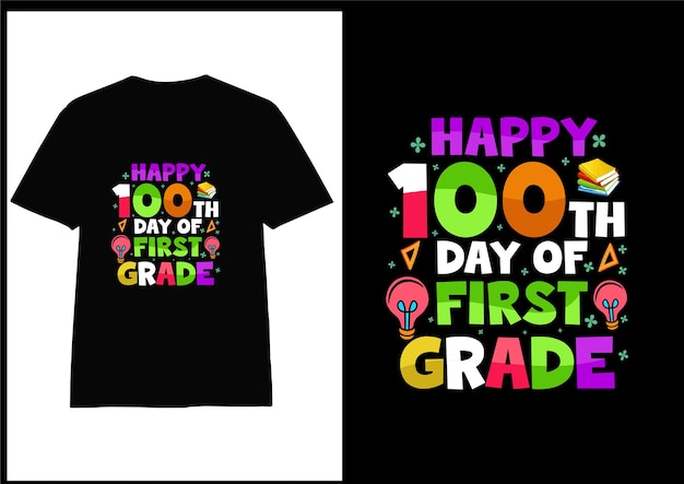 100 day of school colorful typography  tshirt design vector for print on demand,