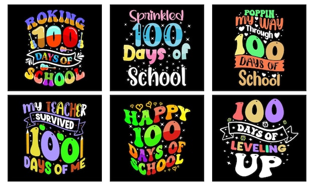 100 Days of School T-shirt Design Bundle Vector.
100 Days of School Vector. School Vector.