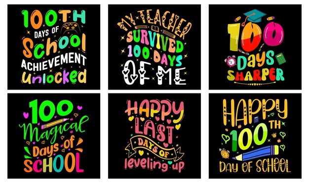 100 Days of School T-shirt Design Bundle Vector.
100 Days of School Vector. School Vector.