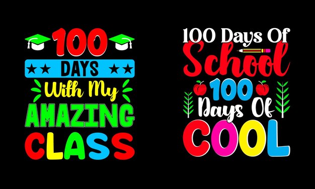 Vector 100 days of school t-shirt design bundle.