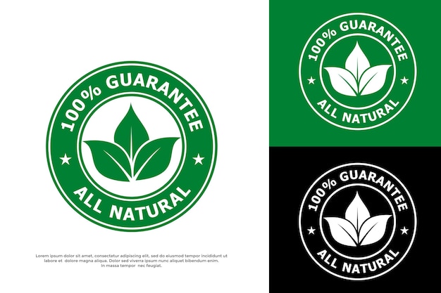 100% guarantee - all natural logo template illustration