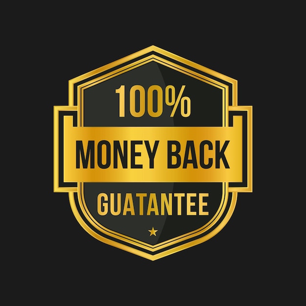 100 moneyback guarantee label badge design