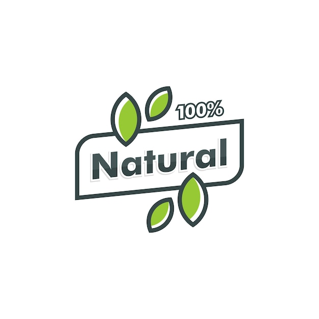 100% Natural logo template. leaf icon symbol vector logotype