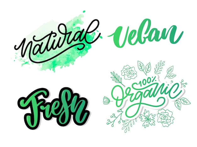 Vector 100 natural vector lettering stamp illustration slogan calligraphy