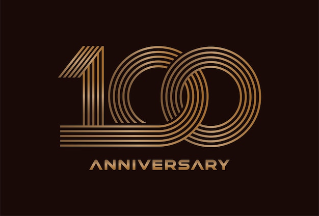 100 Number Logo Gold 100 number monogram line style usable for anniversary and business logo