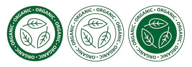 100 Organic Label Icon Sign. Sticker organic vector icon. Package packet logo. Organic food