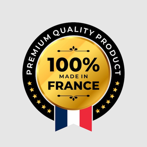 100 percent made in France icon. premium quality label badge. Vector Illustration