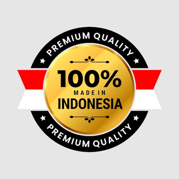 100 percent made in Indonesia icon. premium quality label badge. Vector Illustration