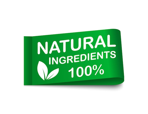 100 percent Natural ingredients label Organic natural eco product