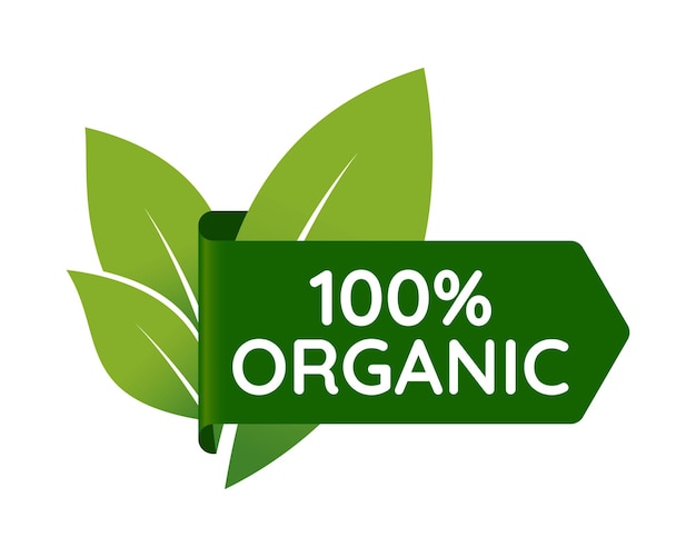 100 percent Organic Label. Organic vector image