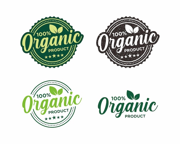 100 percent organic label sticker badge Vector