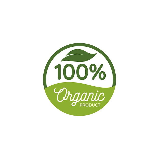 100 percent organic product label Organic food logo for use in the organic food industries product