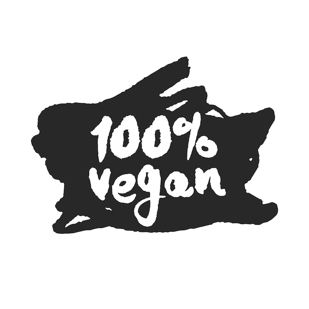 Vector 100 percent vegan label on a black scribble