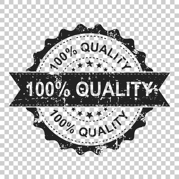 Vector 100 quality scratch grunge rubber stamp vector illustration on isolated transparent background business concept 100 percent quality stamp pictogram