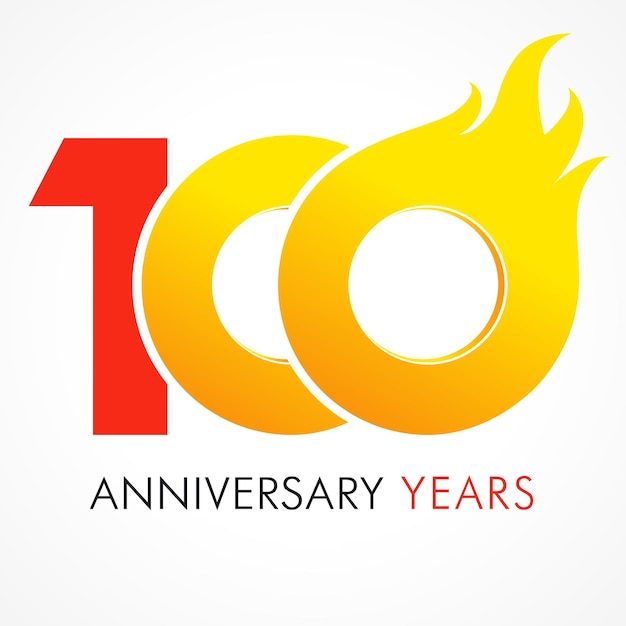 100 th anniversary number. 100 years old logotype. Top 100 bright symbol. Isolated graphic design