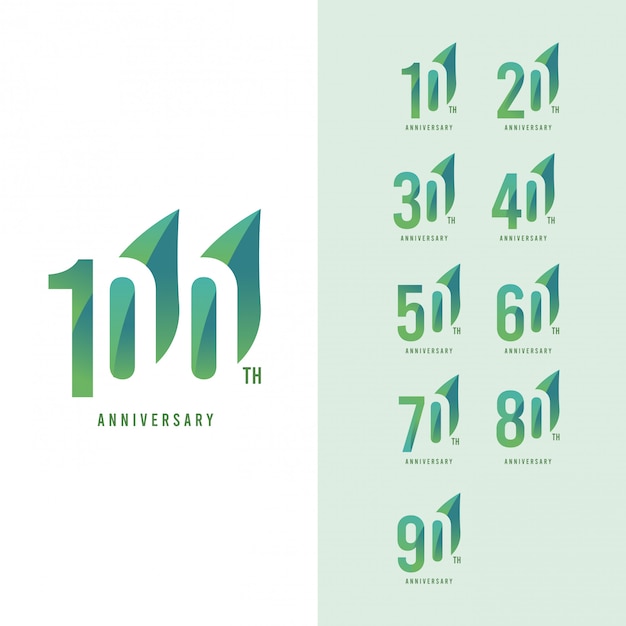 100 th Anniversary Set Logo Vector Template Design Illustration