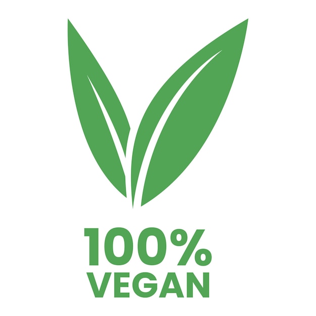 100 Vegan Icon with Green Leaves