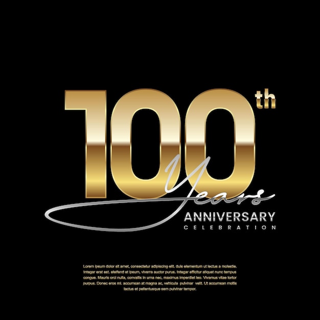 100 year anniversary Luxury logo with golden ring style Logo Vector Template