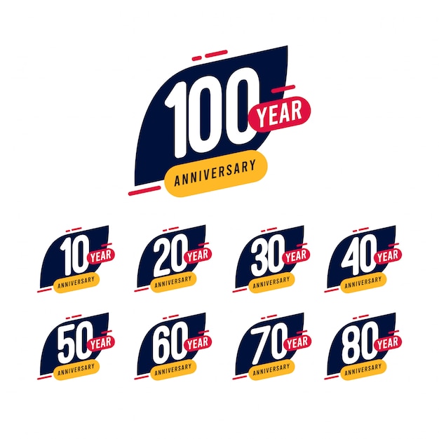 100 Years Anniversary blue yellow  Template Design Illustration