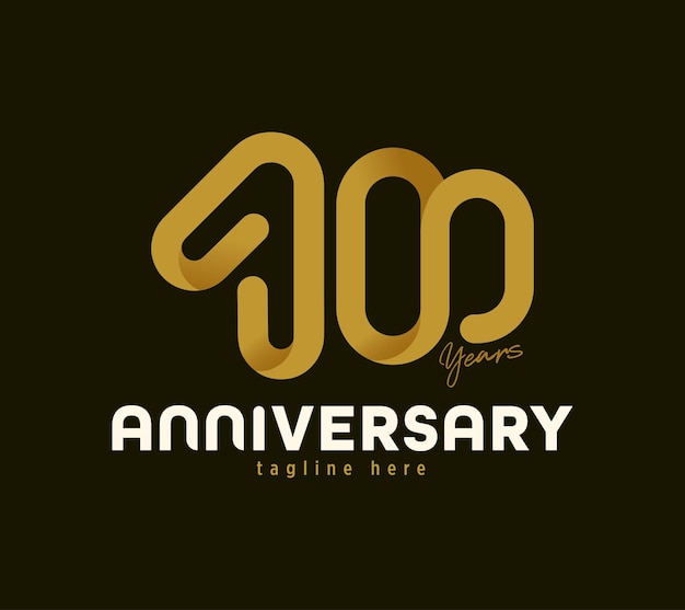 100 years logo Vector illustration in golden color from 100 years old 100 creative and distinctive