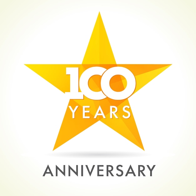 100 years old celebrating star logo concept. 100 th anniversary vector congrats, gold number.