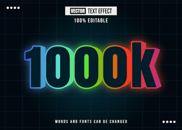 1000k follower 3d  text effect design vector