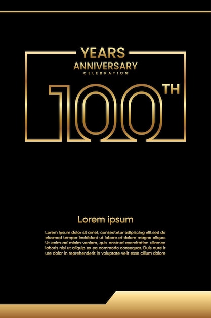 100th Anniversary template design Line art design Golden anniversary vector template