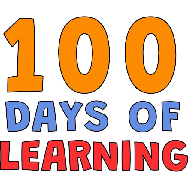 100th Day Of School Learning Cartoon Clipart