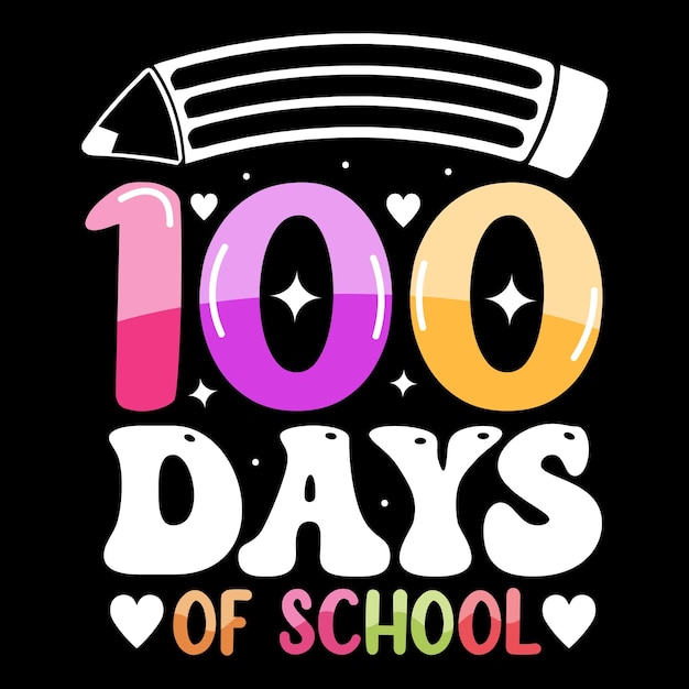 100th days of school, hundred days t-shirt design, Coloring t shirt, Kids T-shirt design