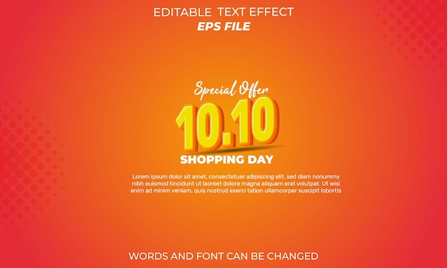 1010 shopping day anniversary text effect 3d text editable for commercial promotion