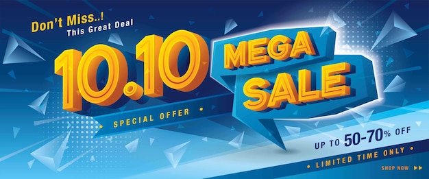 1010 Shopping Day Mega Sale Banner Template design special offer discount Shopping banner template