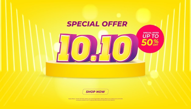 1010 Shopping day Poster or banner 1010 Mega sale banner template design for social media and website