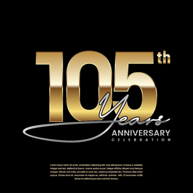 105 year anniversary Luxury logo with golden ring style Logo Vector Template