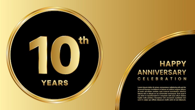 10th anniversary template design with golden numbers and pattern