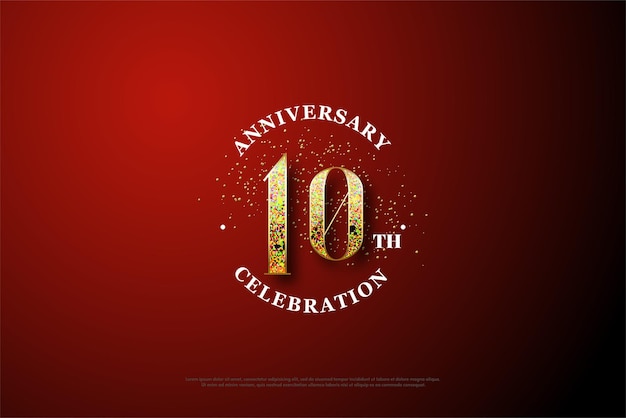 10th Anniversary with glitter figures illustration