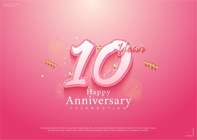 10th anniversary with pink classic numbers.