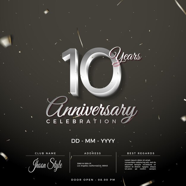 10th Anniversary with shiny 3D numbers