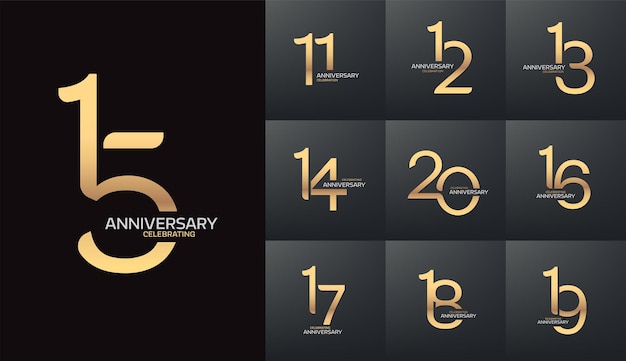 11 20 Set of anniversary logotype modern luxury