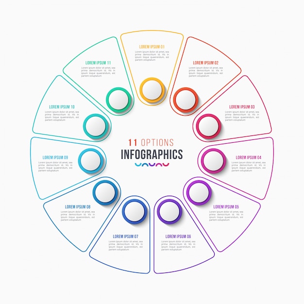 11 parts infographic design, circle chart