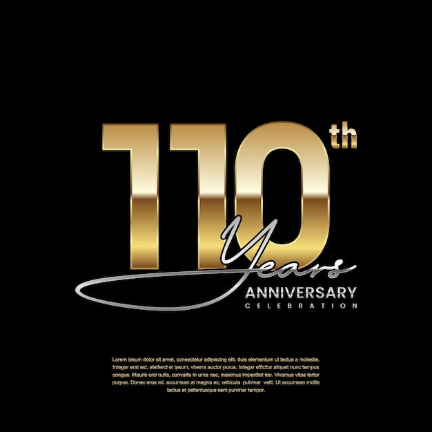 110 year anniversary Luxury logo with golden ring style Logo Vector Template