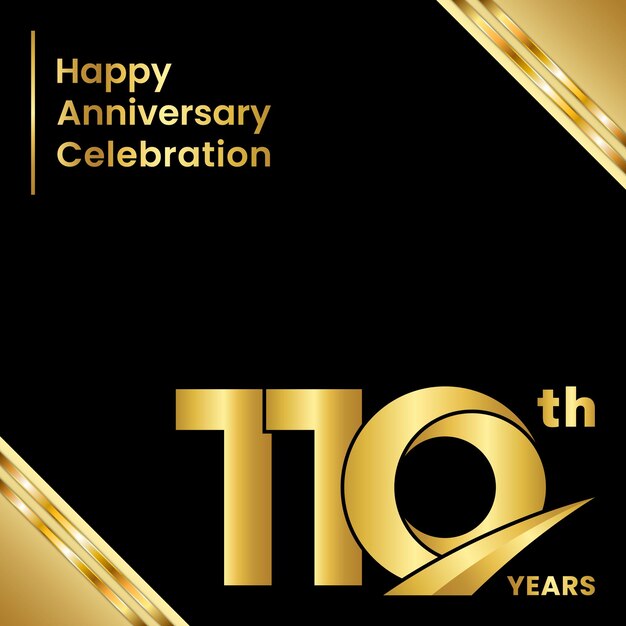 110th anniversary logo design in gold color for anniversary celebration event Logo Vector Template