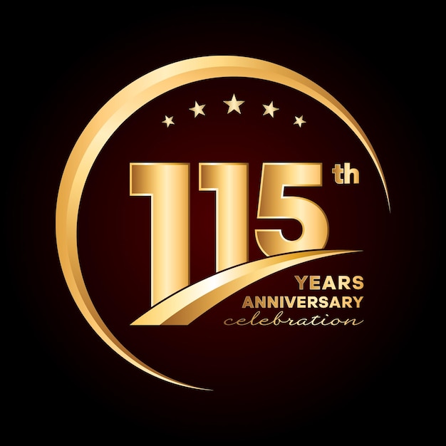 115th anniversary template design with gold color number and ring