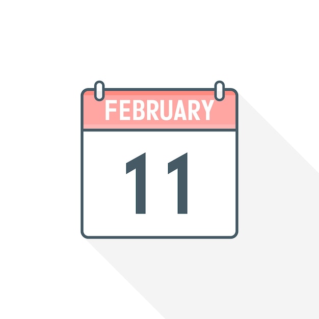 11th February calendar icon February 11 calendar Date Month icon vector illustrator